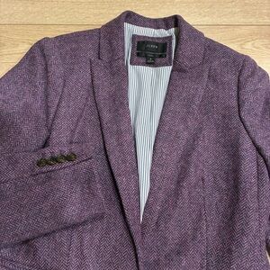 J. Crew Women’s Parke Blazer Purple Herringbone English Wool Size 8